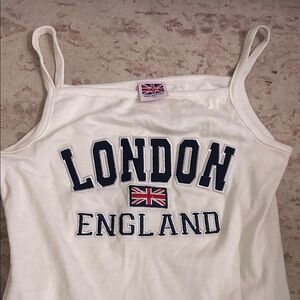 London England White Tank Top